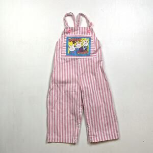 Vintage Catton Candy Overalls Baby Girls Size 6-9m Pink Bunny